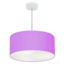Pendente Cilíndrico Md-4100 Cúpula em Tecido 50x25cm Lilás - Bivolt