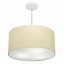 Pendente Cilíndrico Md-4101 Cúpula em Tecido 60x30cm Algodão Crú - Bivolt