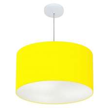 Pendente Cilíndrico Md-4101 Cúpula em Tecido 60x30cm Amarelo - Bivolt
