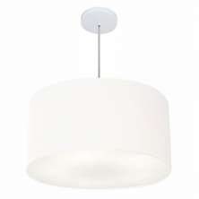 Pendente Cilíndrico Md-4101 Cúpula em Tecido 60x30cm Branco - Bivolt