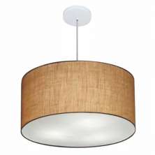 Pendente Cilíndrico Md-4101 Cúpula em Tecido 60x30cm Palha - Bivolt