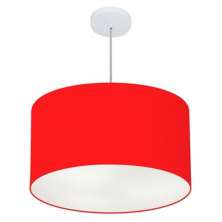 Pendente Cilíndrico Md-4101 Cúpula em Tecido 60x30cm Vermelho - Bivolt