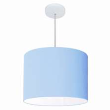 Pendente Cilíndrico Md-4146 Cúpula em Tecido 40x30cm Azul Bebê - Bivolt