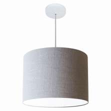 Pendente Cilíndrico Md-4146 Cúpula em Tecido 40x30cm Rústico Cinza - Bivolt