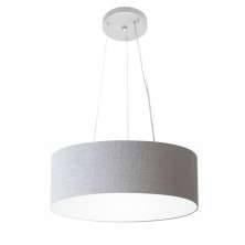 Pendente Cilíndrico Md-4184 Cúpula em Tecido 45x15cm Rústico Cinza - Bivolt