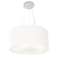 Pendente Cilíndrico Md-4185 Cúpula em Tecido 45x21cm Branco - Bivolt