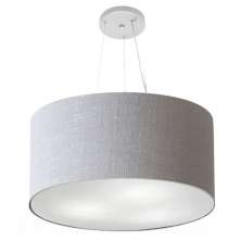 Pendente Cilíndrico Md-4189 Cúpula em Tecido 50x30cm Rústico Cinza - Bivolt