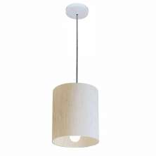 Pendente Cilíndrico Md-4200 Cúpula em Tecido 14x15cm Linho Bege - Bivolt