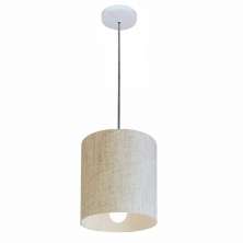 Pendente Cilíndrico Md-4200 Cúpula em Tecido 14x15cm Rústico Bege - Bivolt
