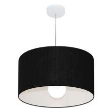 Pendente Cilíndrico Md-4205 Cúpula em Tecido 45x30cm Preto - Bivolt