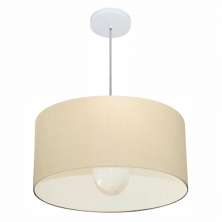 Pendente Cilíndrico Md-4206 Cúpula em Tecido 50x25cm Algodão Crú - Bivolt