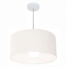 Pendente Cilíndrico Md-4206 Cúpula em Tecido 50x25cm Branco - Bivolt