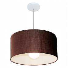 Pendente Cilíndrico Md-4206 Cúpula em Tecido 50x25cm Café - Bivolt