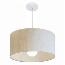 Pendente Cilíndrico Md-4206 Cúpula em Tecido 50x25cm Linho Bege - Bivolt