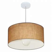 Pendente Cilíndrico Md-4206 Cúpula em Tecido 50x25cm Palha - Bivolt