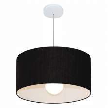Pendente Cilíndrico Md-4206 Cúpula em Tecido 50x25cm Preto - Bivolt