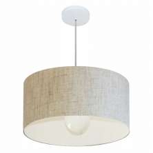 Pendente Cilíndrico Md-4206 Cúpula em Tecido 50x25cm Rústico Bege - Bivolt