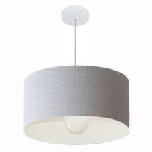 Pendente Cilíndrico Md-4206 Cúpula em Tecido 50x25cm Rústico Cinza - Bivolt