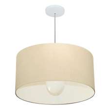 Pendente Cilíndrico Md-4207 Cúpula em Tecido 55x25cm Algodão Crú - Bivolt