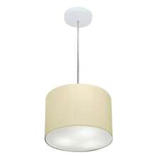 Pendente Cilíndrico Md-4209 Cúpula em Tecido 25x25cm Algodão Crú - Bivolt