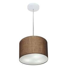 Pendente Cilíndrico Md-4209 Cúpula em Tecido 25x25cm Café - Bivolt