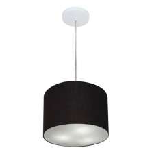 Pendente Cilíndrico Md-4209 Cúpula em Tecido 25x25cm Preto - Bivolt
