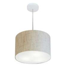 Pendente Cilíndrico Md-4211 Cúpula em Tecido 35x25cm Rústico Bege - Bivolt
