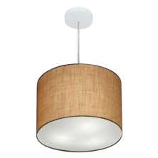 Pendente Cilíndrico Md-4212 Cúpula em Tecido 40x30cm Palha - Bivolt