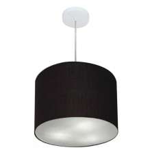 Pendente Cilíndrico Md-4212 Cúpula em Tecido 40x30cm Preto - Bivolt