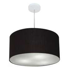 Pendente Cilíndrico Md-4213 Cúpula em Tecido 50x30cm Preto - Bivolt
