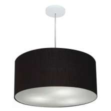 Pendente Cilíndrico Md-4214 Cúpula em Tecido 55x25cm Preto - Bivolt