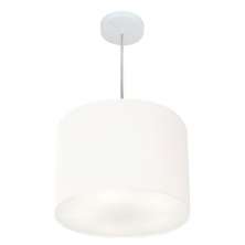 Pendente Cilíndrico Md-4216 Cúpula em Tecido 40x30cm Branco - Bivolt