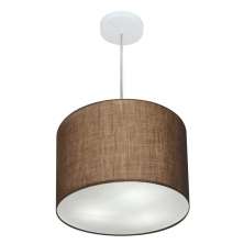 Pendente Cilíndrico Md-4216 Cúpula em Tecido 40x30cm Café - Bivolt