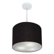 Pendente Cilíndrico Md-4216 Cúpula em Tecido 40x30cm Preto - Bivolt