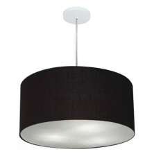Pendente Cilíndrico Md-4219 Cúpula em Tecido 55x25cm Preto - Bivolt