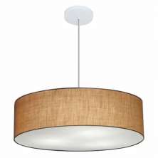 Pendente Cilíndrico Md-4221 Cúpula em Tecido 60x15cm Palha - Bivolt