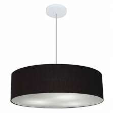Pendente Cilíndrico Md-4221 Cúpula em Tecido 60x15cm Preto- Bivolt