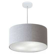 Pendente Cilíndrico Md-4243 Cúpula em Tecido 45x25cm Rústico Cinza - Bivolt