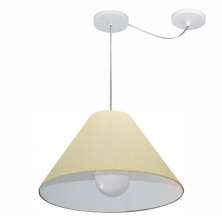 Pendente Cone Com Desvio Md-4272 Cúpula Tecido 25/15x40cm Algodão Crú - Bivolt