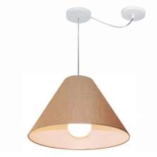 Pendente Cone Com Desvio Md-4272 Cúpula Tecido 25/15x40cm Palha - Bivolt