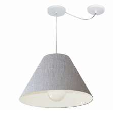 Pendente Cone Com Desvio Md-4272 Cúpula Tecido 25/15x40cm Rústico Cinza - Bivolt
