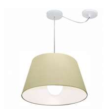 Pendente Cone Com Desvio Md-4273 Cúpula Tecido 21/30x40cm Algodão Crú - Bivolt