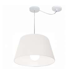 Pendente Cone Com Desvio Md-4273 Cúpula Tecido 21/30x40cm Branco - Bivolt