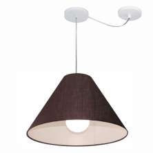 Pendente Cone Com Desvio Md-4273 Cúpula Tecido 21/30x40cm Café - Bivolt