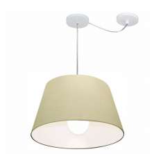 Pendente Cone Com Desvio Md-4273 Cúpula Tecido 21/30x40cm Palha - Bivolt