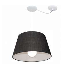 Pendente Cone Com Desvio Md-4273 Cúpula Tecido 21/30x40cm Preto - Bivolt