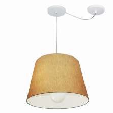 Pendente Cone Com Desvio Md-4274 Cúpula Tecido 30/30x40cm Palha - Bivolt
