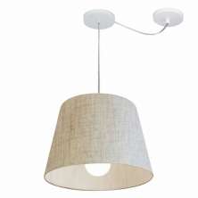Pendente Cone Com Desvio Md-4274 Cúpula Tecido 30/30x40cm Rústico Bege - Bivolt