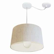 Pendente Cone Com Desvio Md-4275 Cúpula 30/40x45cm Linho Bege - Bivolt