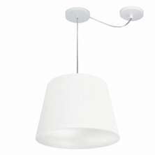 Pendente Cone Com Desvio Md-4276 Cúpula Tecido 30/30x40cm Branco - Bivolt